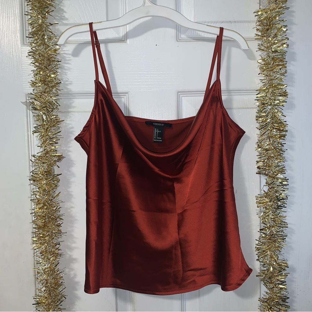 Satin cowl neck tank